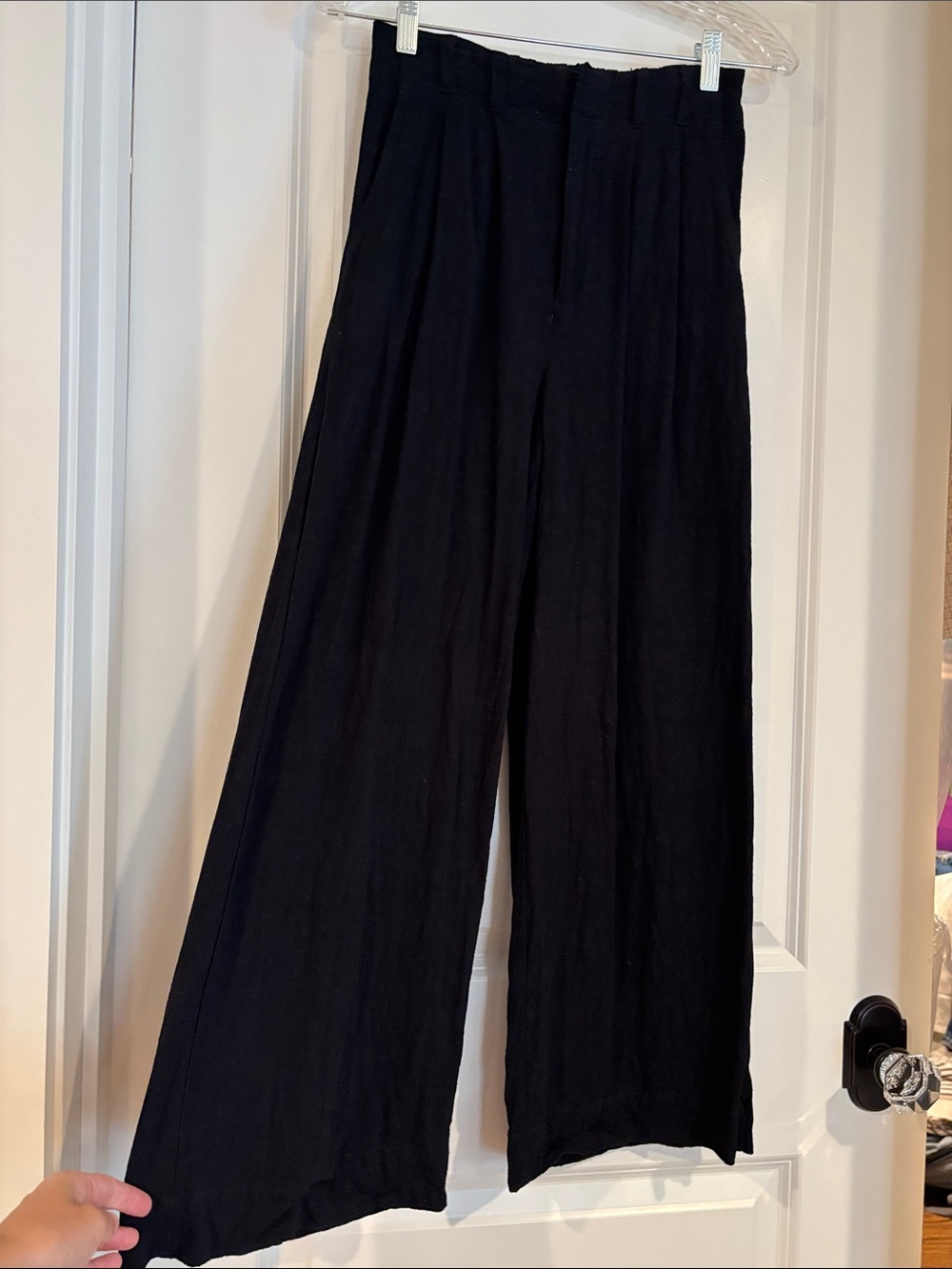 Z Supply Black Wide Leg Linen-Blend Pants